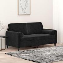 3200886 2 vietų sofa su dekoratyvine pagalvėle Sofa-lovos kampinis svetainės kampas Sėdimoji sofa juoda 140 cm Velvetas