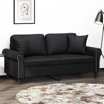 3200930 2 vietų sofa su dekoratyvine pagalvėle Cauchsofa Sėdimoji zona Svetainė Sėdimoji sofa Juoda 140 cm dirbtinė oda