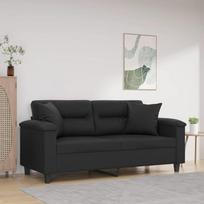 3200988 2 vietų sofa su dekoratyvine pagalvėle Cauchsofa Sėdimasis kampinis svetainės kampas Sėdimoji sofa Juoda 140 cm dirbtinė oda