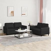 3201750 2 dalių sofos komplektas su pagalvėle Sofa svetainės sofos komplektas Sofos svetainei Juoda dirbtinė oda