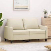 359133 Dvivietė sofa, kreminė, 120 cm, dirbtinė oda, Sofos ir kušetės, Svetainės sofa, Sofa paauglio kambariui, Poilsio sofa, Sofa miegamajam, Minkšta sofa