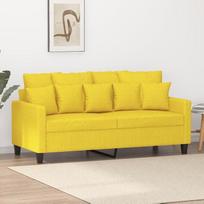 359272 Dvivietė sofa, dvivietė meilės sofa, sofos svetainei, šviesiai geltonos spalvos, 140 cm, audinio apmušalai
