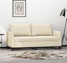 359334 Dvivietė sofa, kreminė, 140 cm, dirbtinė oda, poilsio sofa, sofos ir kušetės, poilsio sofa, sofa svetainei, sofa su