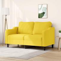 359364 Dvivietė sofa, dvivietė meilės sofa, sofos svetainei, šviesiai geltonos spalvos, 140 cm, audinio apmušalas