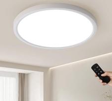 36 W LED lubinis šviestuvas, 40 cm skersmens, apvalus, baltas, su reguliuojamu šviesos stiprumu (3000–6500 K) | Ypač plonas (2,5 cm), puikiai tinka svetainei, miegamajam, virtuvei ir darbo kambariui