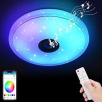 36 W LED lubinis šviestuvas, reguliuojamo ryškumo, spalvą keičiantis lubinis šviestuvas su nuotolinio valdymo pultu, „Bluetooth“ garsiakalbiu ir valdymu per programėlę, LED lubinis šviestuvas miegamajam, vaikų kambariui, svetainei