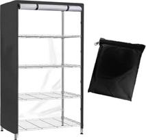 36" x 18" x 72" Sandėliavimo lentynos dangtis, vielinė lentyna, juodas PVC tinklelis, vandeniui atspari stovinti lentyna, dulkių dangtis