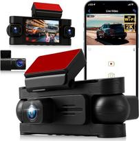 360 laipsnių 4 kanalų automobilinė kamera su GPS ir 5G „Wi-Fi“, 2K + 3 x 1080P, priekinė, galinė ir salono kameros, 3 colių IPS ekranas, naktinio matymo funkcija, 24/7 stovėjimo režimas, G-jutiklis, ciklinis įrašymas, paprasta naudoti