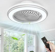 360° pasukamas lubų ventiliatorius su apšvietimu tyliai, reguliuojamas lubų apšvietimas su ventiliatoriumi ir nuotolinio valdymo pultu / programėle, 53 cm LED lempa su ventiliatoriumi miegamajame, laikmatis, 6 greičiai, grįžtamasis