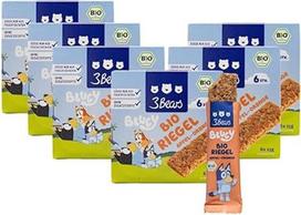 3Bears Bluey Organic Bar - Apple Orange | 6 x 6 veganiški grūdų batonėliai vaikams su obuoliais ir apelsinais | Be priedų | Saldumas tik iš vaisių ingredientų