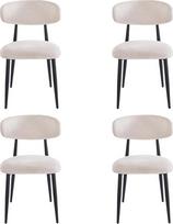 4 "Japandi" valgomojo kambario kėdžių rinkinys: Šiuolaikinės minkštos kėdės su austu lininiu užvalkalu - ergonomiškas atlošas, juodos metalinės kojos - patogios virtuvės kėdės valgomajam, svetainei, svetainei
