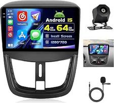 4 + 64G "Android" automobilinis radijas su ekranu, skirtas "Peugeot 207 2006-2015", belaidis "Carplay", automobilinis radijas su navigacija, 9 colių ekranas, "Android Car/FM/RDS/Reversing Cam
