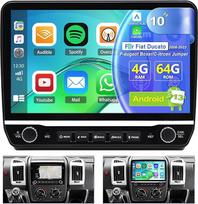 4 + 64GB, 10 colių, 2DIN automobilių radijas, skirtas „Fiat Ducato“ (2006–2023 m.), „Peugeot Boxer“ ir „Citroën Jumper“ modeliams, su „CarPlay“, „Android Auto“, „Bluetooth“, FM, GPS navigacija, „Wi-Fi“, ekrano padalijimo funkcija, valdymu per vairą ir AH