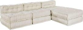 4 dalių modulinė sofa – universalus audinio sofų komplektas kreminės spalvos – modernus grindų pagalvėlių rinkinys, skirtas svetainei ir poilsio zonai – lankstus dizainas, 210 x 140 x 56 cm
