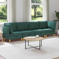 4 dalių modulinis sofų komplektas su daiktų laikymo skyriumi, tamsiai žalias, audinio miegamoji sofa, svetainės baldų komplektas, 280 x 70 x 82 cm