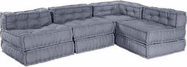 4 dalių modulinis sofų komplektas, modulinė sofa iš pilkos medžiagos, grindų sofų komplektas su kampine sofa ir vidurine kėdute, skirtas svetainei ir žiemos sodui, 210 x 140 x 56 cm