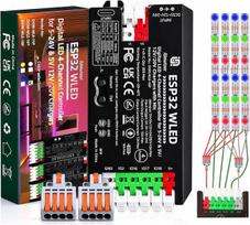 4 kanalų WLED valdiklis su mikrofonu, ESP32 muzikinis LED valdiklis, maitinimas 5–24 V nuolatinės srovės, suderinamas su adresuojamomis RGB LED juostomis WS2811, WS2812B, SK6812, WS2815, 4 atskiri išėjimai