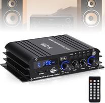4 kanalų stiprintuvas, 1600 W garso galios stiprintuvas su „Bluetooth 5.0“, 40 W × 4, su USB, mikrofonu, FM ir nuotolinio valdymo pultu, integruotas „Hi-Fi“ garsiakalbių stiprintuvas, skirtas namams ar automobiliui