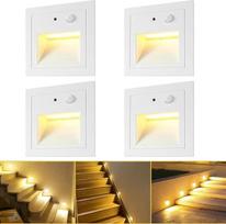 4 LED laiptų apšvietimas, į sieną įleistas šviestuvas, aliuminis, 3 W, 230 V, šilta balta šviesa, laiptų apšvietimas, lauko šviestuvas su judesio jutikliu, sieninis šviestuvas, laiptų apšvietimas, IP65 atsparus vandeniui