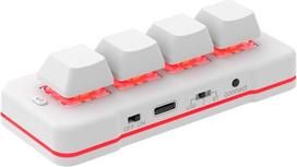 4 mygtukų mini klaviatūra su USB laidu ir „Bluetooth“ ryšiu, individualiai pritaikoma, programuojama kompiuterio klaviatūra ir pelė, skirta vaizdo žaidimų valdymui, biuro darbui, natų vartymui – HID (balta)