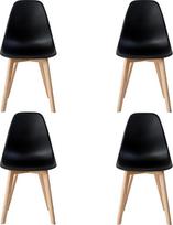 4 modernių valgomojo kėdžių rinkinys, virtuvės kėdės su buko medžio kojelėmis, retro dizaino šoninės kėdės svetainei, miegamajam, virtuvei, valgomajam, laukiamajam (juodos spalvos)