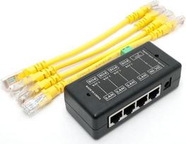 4 prievadų gigabito pasyvusis PoE maitinimo šaltinis „Midspan“ Ethernet adapteris be maitinimo adapterio
