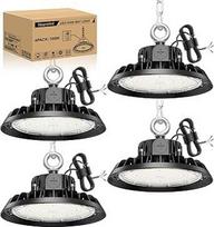 4 Stück UFO LED 100W Werkstattlampe Superhelle Werkstatt Dimmbare 60W/80W/100W High Bay Light 17000LM LED Hallenstrahle Treiber 4000K IP65 Industriestrahler 120° für Fabriken, Lager