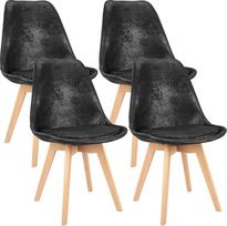 4 valgomojo kambario kėdžių rinkinys, buko masyvo kojos, skandinaviškas retro dizainas, patogi kėdė, elegantiška virtuvės kėdė, valgomojo kambario kėdė prie valgomojo stalo, juoda