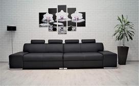 4 vietų sofa iš tikros odos „London 4 Z“, plotis 302 cm, su atlošais. Odinė sofa iš tikros odos. Didelis spalvų pasirinkimas