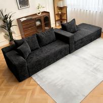 4 vietų sofos be atramų, svetainės sofa, modulinė sofa su miego funkcija, „Cloud Couch“ kampinė sofa, L formos, patogi XXL, poilsio sofa svetainei (tamsiai pilka)