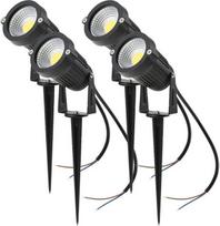 4 vnt. 5 W COB LED sodo šviestuvai su į žemę įsmeigiamu strypu, sodo prožektoriai, IP65 atsparūs vandeniui, 85–265 V/AC, skirti sodui, terasai, augalams ir takams