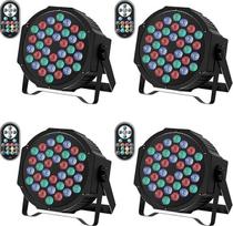 4 vnt. RGB LED „Par“ prožektorių, 72 W scenos apšvietimas su nuotolinio valdymo pultu ir DMX512, diskotekos šviesos, vakarėlių šviesos, 9 režimai, skirti vakarėliams, diskotekoms, scenai, vestuvėms, Kalėdoms ir renginiams