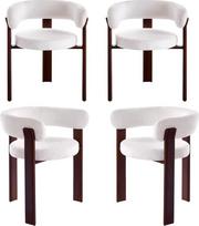 4 vnt. valgomojo kėdžių rinkinys, „Mid Century Modern“ stiliaus: paminkštintos virtuvės kėdės su ergonomiška atlošine ir tvirtomis metalinėmis kojomis, patogios poilsio kėdės, skirtos valgomajam, svetainei, kavinei (baltos, 4 vnt. rinkinys)