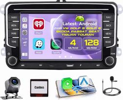4+128GB „Android 15“ automobilių radijas, skirtas „VW Golf 5“, „Golf 6“, „Škoda Passat“, „Seat Tiguan“, „Touran“; belaidis „CarPlay“ ir „Android Auto“ radijas su 7 colių „In-Cell“ jutikliniu ekranu, navigacija, „Wi-Fi“, RDS, FM, „Bluetooth“ ir atbulinės
