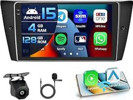 4+128G automobilinis radijas BMW 3 serijos 328i 335i 325i (E90/E91/E92/E93) 2005-2011 m. Android 15 su 9 colių vidiniu ekranu su belaidžiu Carplay ir Android Car Mirror Link radiju FM/RDS GPS WiFi