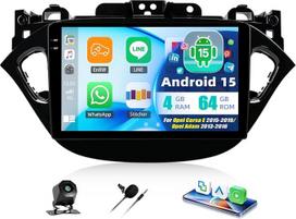 4+64GB „Android 15“ automobilių radijas, skirtas „Opel Corsa E“ (2015–2019 m.) ir „Opel Adam“ (2013–2016 m.) modeliams, su „CarPlay“ ir „Android Auto“, 9 colių ekranu, „Bluetooth“, FM/RDS radiju, GPS, „Wi-Fi“, ekvalaizeriu, SWC, atbulinės eigos kamera ir