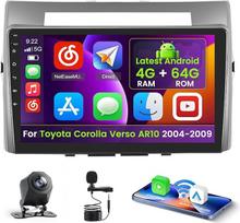 4+64G Android 15 automobilinis radijas Toyota Corolla Verso AR10 2004-2009 su 9 colių vidiniu ekranu Palaiko belaidį Carplay ir Android Car Mirror Link radiją FM/RDS GPS WiFi BT SWC