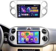 4+64G Android automobilinis radijas VW Tiguan 2006-2016 su belaidžiu Carplay ir Android Car, 9 colių IPS jutiklinio ekrano radijas su Bluetooth 5.0/GPS/atsukimo kamera/FM/WiFi/SWC automobilinis radijas Volkswagen