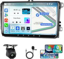 4+64G automobilinis radijas VW Seat/Skoda/Altea/Toledo/Leon/Altea XL/Golf 5 su belaidžiu Carplay/Android Car, Motorsi 9 colių jutiklinis Navi/WiFi/FM/RDS/SWC/Canbus/BT/EQ+AHD kamera + mikrofonas