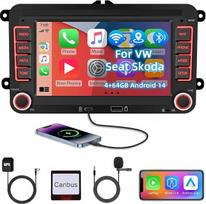 4+64G automobilių radijas su „CarPlay“ ir ekranu, skirtas „VW Golf 5/6“, „T5“, „Touran“ ir „Tiguan“ | „CarPlay“ ir „Android Auto“, 7 colių jutiklinis ekranas, „Double DIN“ formatas su „Bluetooth“, SWC, GPS navigacija, „Wi-Fi“, FM/AM, skirtas „Passat“, „Se