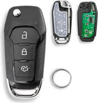 433 MHz 3 mygtukų nuotolinio valdymo pultas, skirtas „Ford Fiesta“, „Focus“, „Galaxy“, „Mustang“, „S-Max“, „KA+“, „Mondeo“, „Puma“, „Transit/Tourneo Connect“ ir „Courier Custom“ automobiliams su ID49 lustu ir raktų žiedu