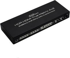 43420A HDMI 2.1 8K HDR „HDMI True Matrix“ komutatorius 4x2, palaikantis 4K 120 Hz ir „Dolby Vision“, su optiniu ir L/R garso išgavimo įrenginiu bei ARC