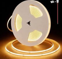 48 V COB LED juosta, šilta balta, 3000 K, 10 m, 480 LED/m, CRI 90+, reguliuojamo ryškumo, lipni LED juosta, šviesos juostų grandinė