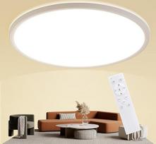 49 cm LED lubinis šviestuvas su nuotolinio valdymo pultu, reguliuojamas, 46 W, baltas | Reguliuojamas 3000–6500 K, itin plonas (2,5 cm), atsparus vandeniui (IP45), 60 s / 1 val. laikmatis, 10–100 % ryškumas, naktinė lemputė, skirta miegamajam