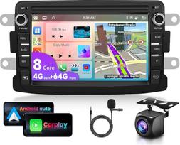 4G + 64G 8 branduolių "Podofo" 7 colių automobilinis radijas "Bluetooth", skirtas "Renault Dacia Duster Sandero Dokker Logan Lodgy Captur Carplay Android Car, WiFi GPS Navi RDS/FM DSP, "Android 13" radijas 2 DIN su AHD galiniu vaizdu