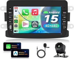 4G + 64G automobilinis radijas Android 15, skirtas Dacia Logan Dokker Sandero Lodgy 2012-2017/Dacia Duster 2011-2017/Renault Captur Symbol 2013-2017, 7 colių HD jutiklinis ekranas su Carplay Android automobilinis GPS Wi-Fi FM