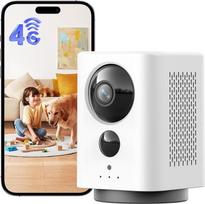 4g LTE vidaus stebėjimo kamera su SIM kortele - 2K 360° PTZ kamera be WLAN su 7800 mAh baterija, PIR judesio aptikimo funkcija, spalvotu naktiniu matymu, dvipusiu garsu