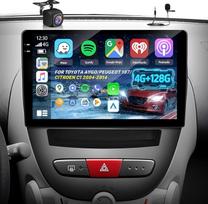 4G+128G „Android“ automobilių radijas, skirtas „Toyota Aygo“/„Peugeot 107“/„Citroën C1“ (2004–2014 m.) modeliams, su belaidžiu „CarPlay“ ir „Android Auto“, 9 colių IPS jutikliniu ekranu, GPS, „Wi-Fi“, ekvalaizeriu, „Bluetooth 5.0“ ir FM/RDS radiju