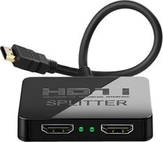 4K HDMI skirstytuvas-adapteris: 1 įėjimas, 2 išėjimai, skirtas dviem monitoriams; 4K HD, 1080p garso ir vaizdo adapteris, skirtas vaizdo atspindėjimui / tik atspindėjimui (ne išplėtimui), su HDMI/USB kabeliu
