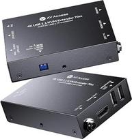 4K HDMI USB KVM prailginimo įrenginys, 70 m, Cat6, be vėlavimo, HDCP, EDID, PoC | Aukštos raiškos vaizdo perdavimas dideliais atstumais, klaviatūros ir pelės valdymas, išėjimo kilpa, garso palaikymas, paprastas montavimas